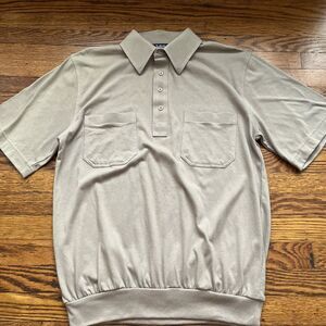 VTG John Blair Mens Sz M Tall Brown Short Sleeve Polo Style Shirt With Pockets